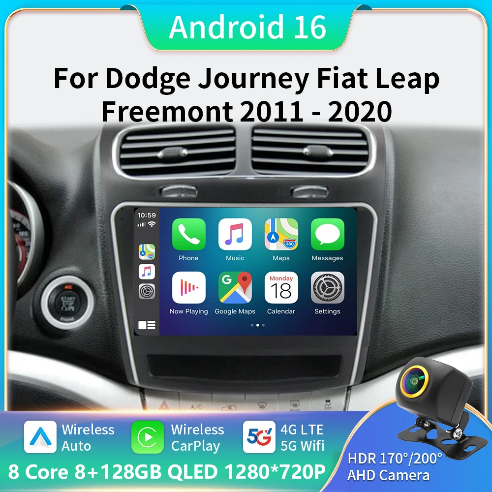 

For Dodge Journey Fiat Leap Freemont 2011 - 2020 Car Radio Multimedia Player Navigation GPS DSP 4G Wifi Carplay Auto Android 16