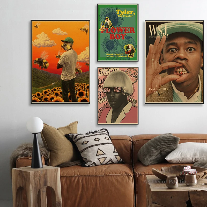 Flower Boy Tyler The Creator Poster Retro Kraft Paper Prints DIY Vintage Home Room Cafe Bar Art Wall Decor Aesthetic Painting