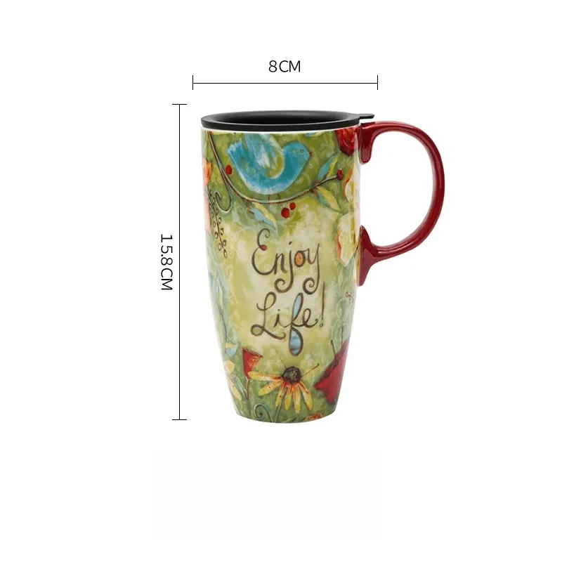 Large-capacity mug mug American ceramic mug ceramic coffee creative coffee cup with lid household water cup