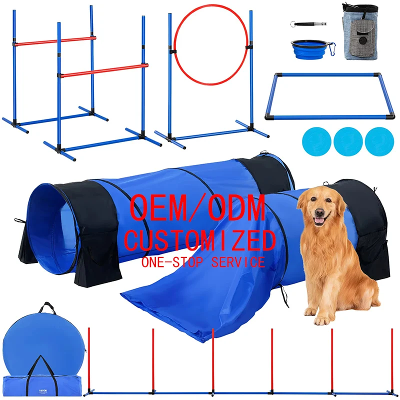 7-In-1 Dog Agility Training Equipment Set Includes Obstacle 2 Tunnel and Pet Training Supplies Jump Ring
