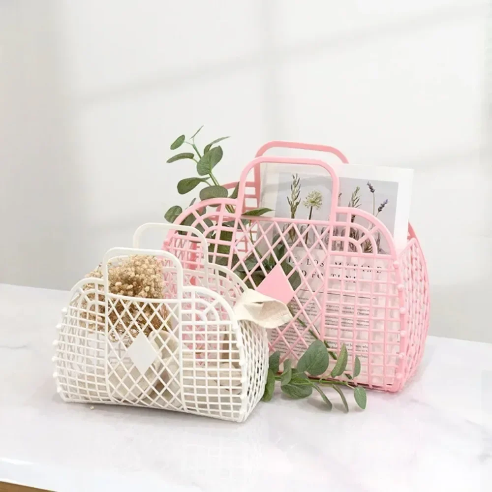 VEX-03  Hot Women Summer Jelly Bag Portable Vegetable Basket Hollow  Bags Girl Large Capacity Holiday Handbag