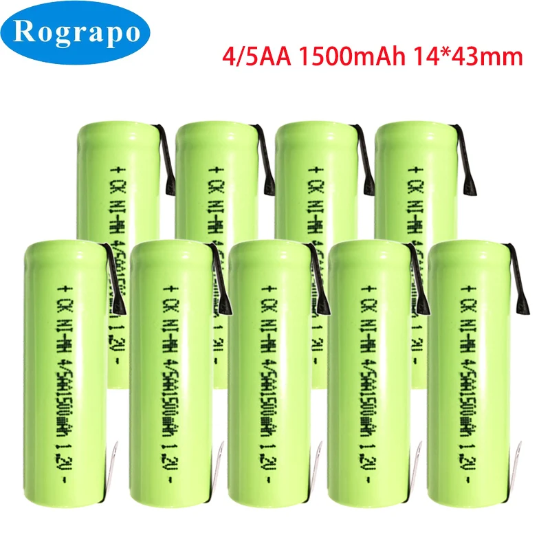 1-10Pcs New 4/5AA NI-MH 1500mAh 14430 Battery with Welding tabs for Braun Oral B Electric Shaver Razor Toothbrush 14*43mm