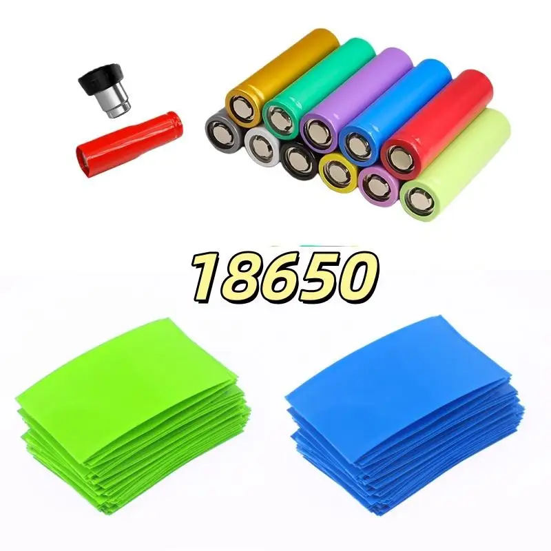 100Pcs 2 Colors Self-Adhesive Insulator Flat PVC Heat Shrink Tubing Battery Wrap For 18650 Lithium Battery Heat Shrink Tube