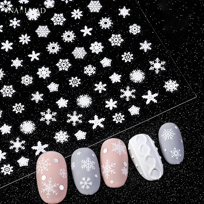 1pc Snowflake 3D Nail Art Sticker Christmas Santa Claus Deer Slider Sticker Decals  Adhesive Sticker For Manicure Nail Art Decor