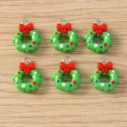 10pcs 11x16mm Cute Resin Christmas Wreath Charms Pendants for Jewelry Making Earrings Necklaces Bracelets DIY Crafts Accessories