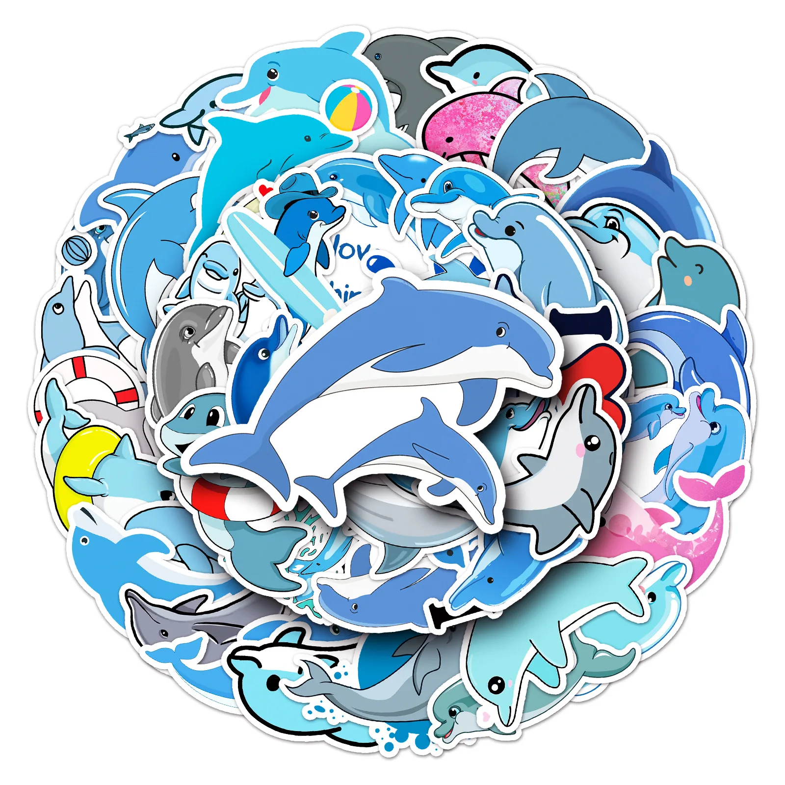 10/30/50PCS Cartoon Dolphin Animal Graffiti Sticker iPad Luggage  Car Guitar DIY Scrapbook Wall Sticker Toy Decoration Wholesale