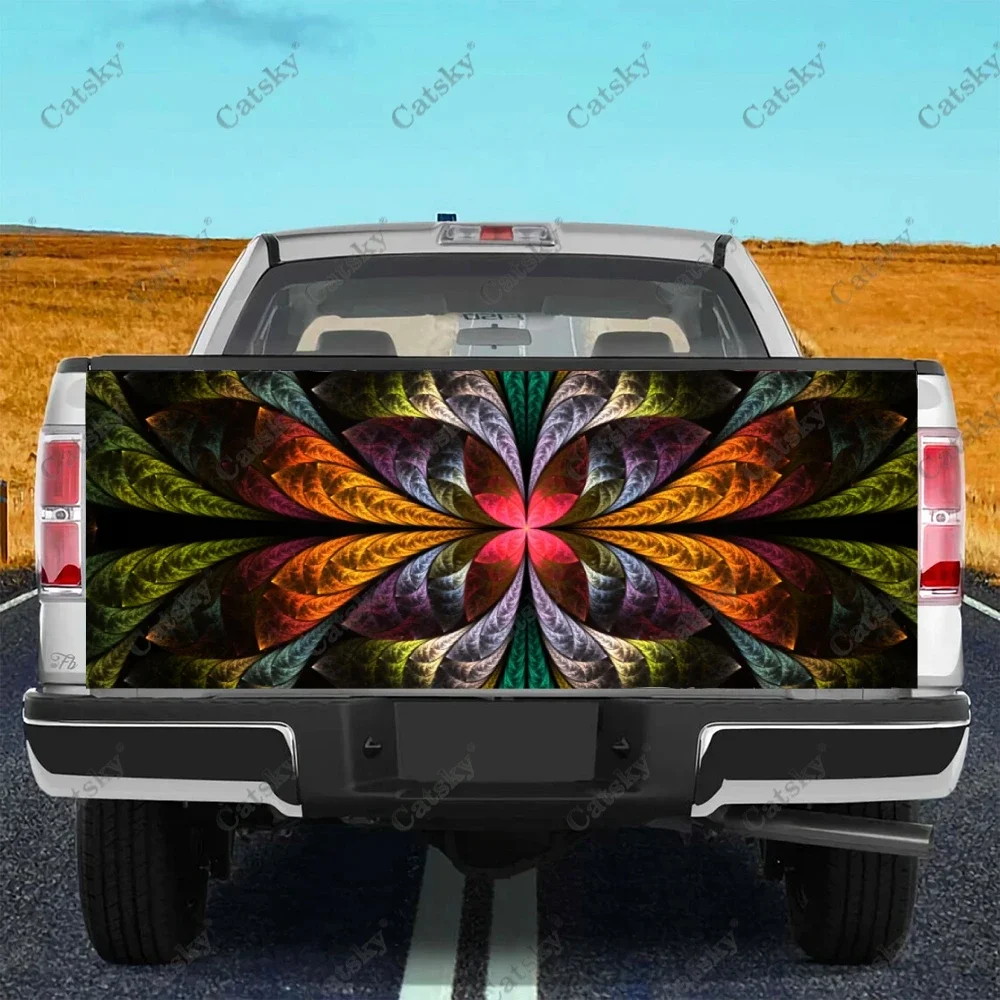ดอกไม้ Mandala 3D รูปแบบสติกเกอร์ติดรถด้านหลังการปรับเปลี่ยนรูปลักษณ์รูปแบบที่กําหนดเองเหมาะสําหรับรถบรรทุกบรรจุภัณฑ์สติกเกอร์