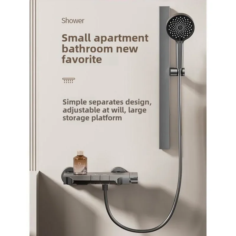 

Shower Brushed Gold Shower System Simple Shower Bathroom Handheld Gray Shower Set Pressurized Shower Square
