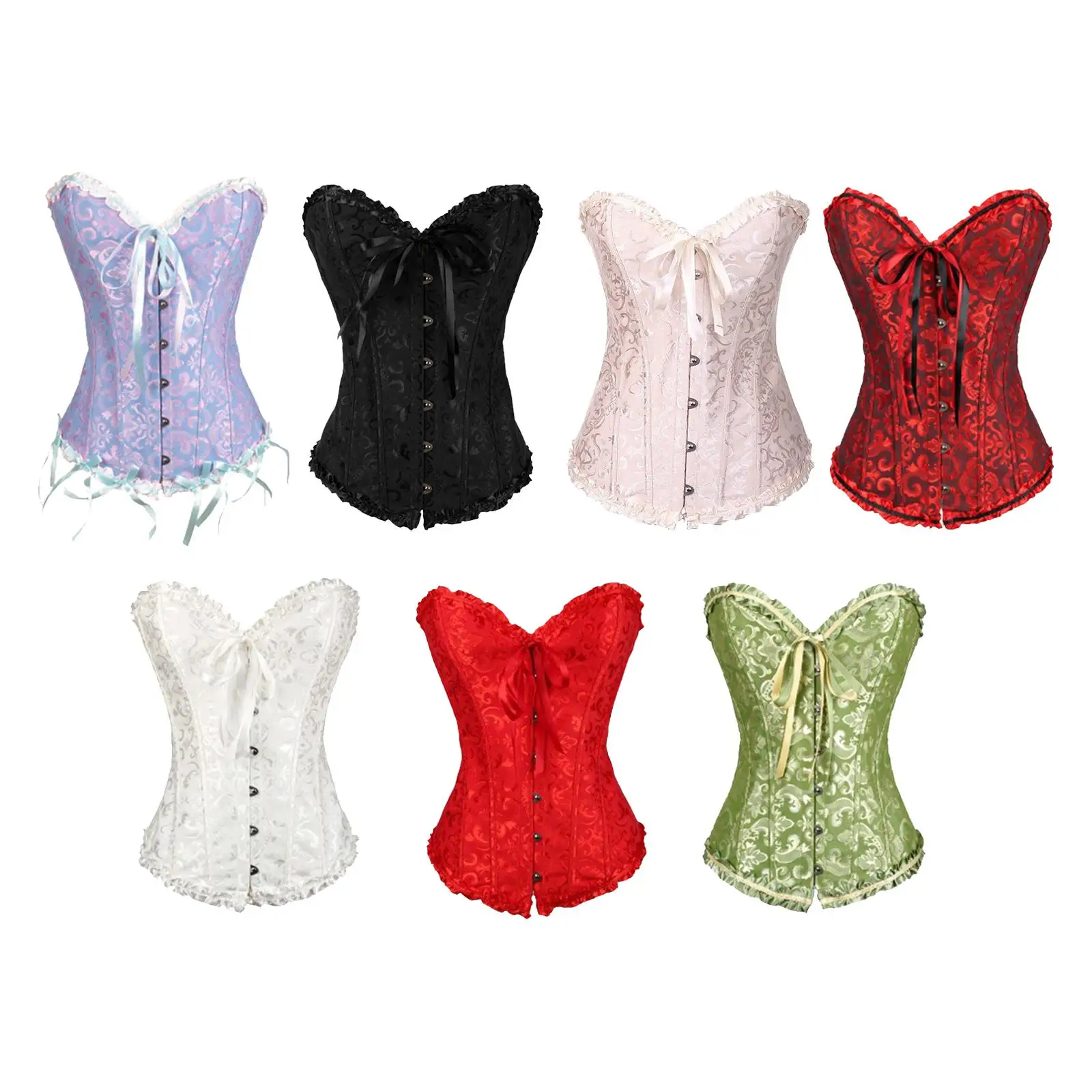 Women Floral Corset Gothic Corsets Satin Clubwear Steampunk Vintage Style Embroidery Costume for Club Masquerade Girl Halloween view 5