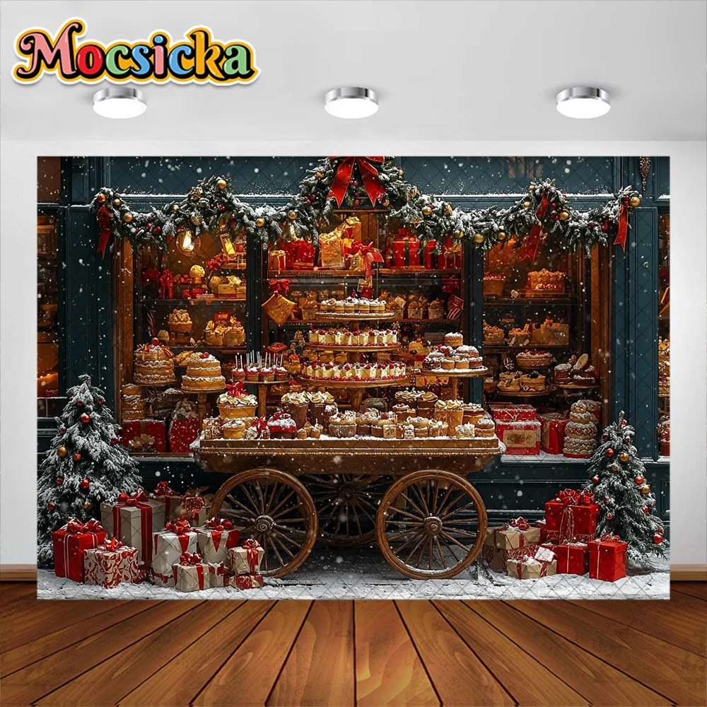 겨울 크리스마스 사진 배경 크리스마스 상점 선물 장식, 어린이 휴일 초상화 사진 배경, 스튜디오 소품 배너