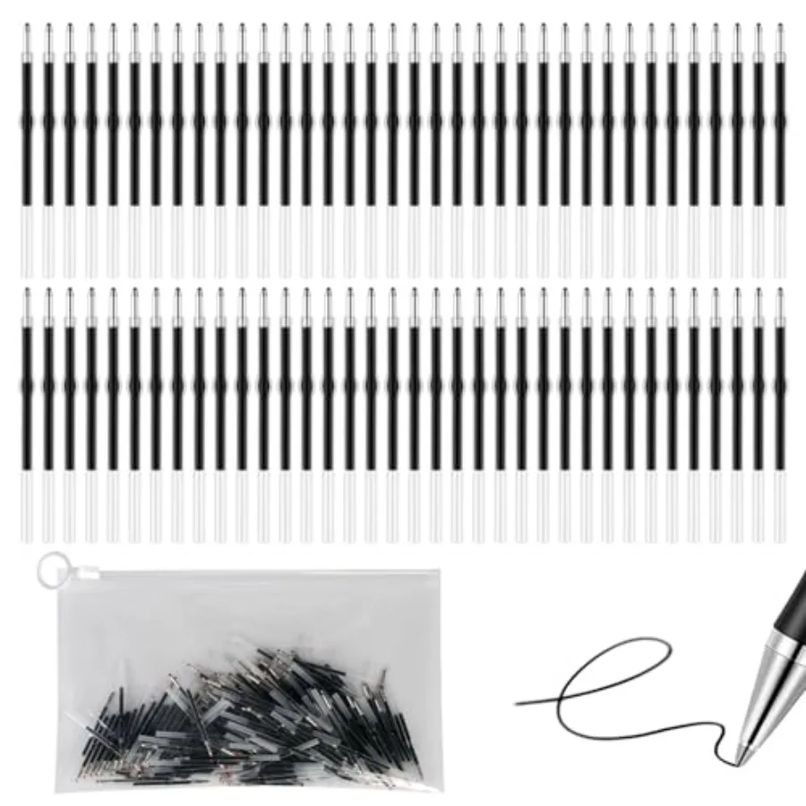 

200Pcs Beadable Pens Refills - 1.0mm Ballpoint Pens Supplies - Black Ink 2.44 Inch