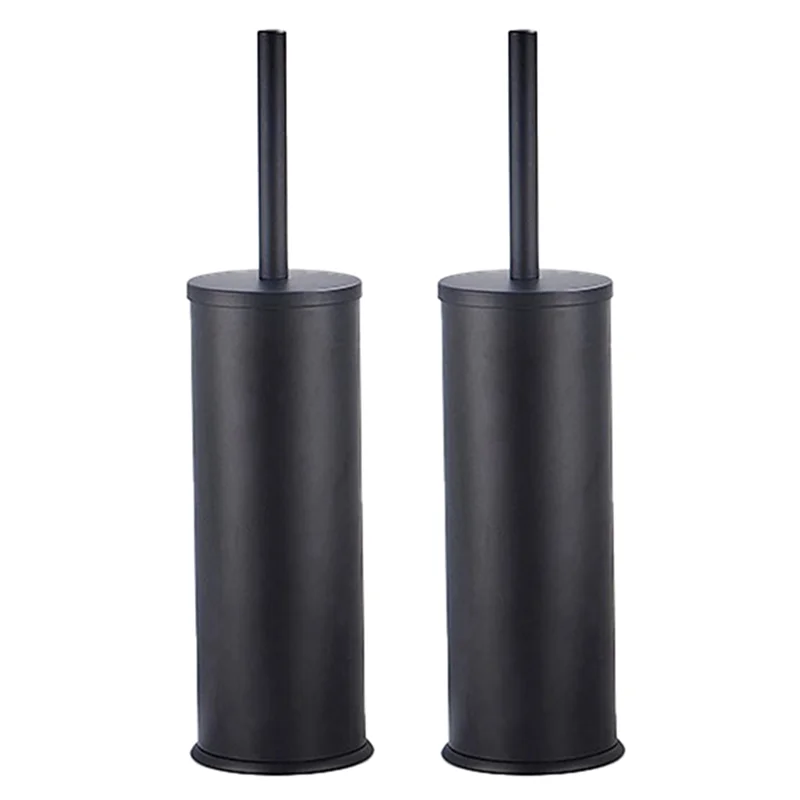 AT05-2X فرشاة المرحاض الألومنيوم وحامل مجموعة فرشاة تنظيف الحمام المنزلية لملحقات تنظيف أرضية الحمام-أسود