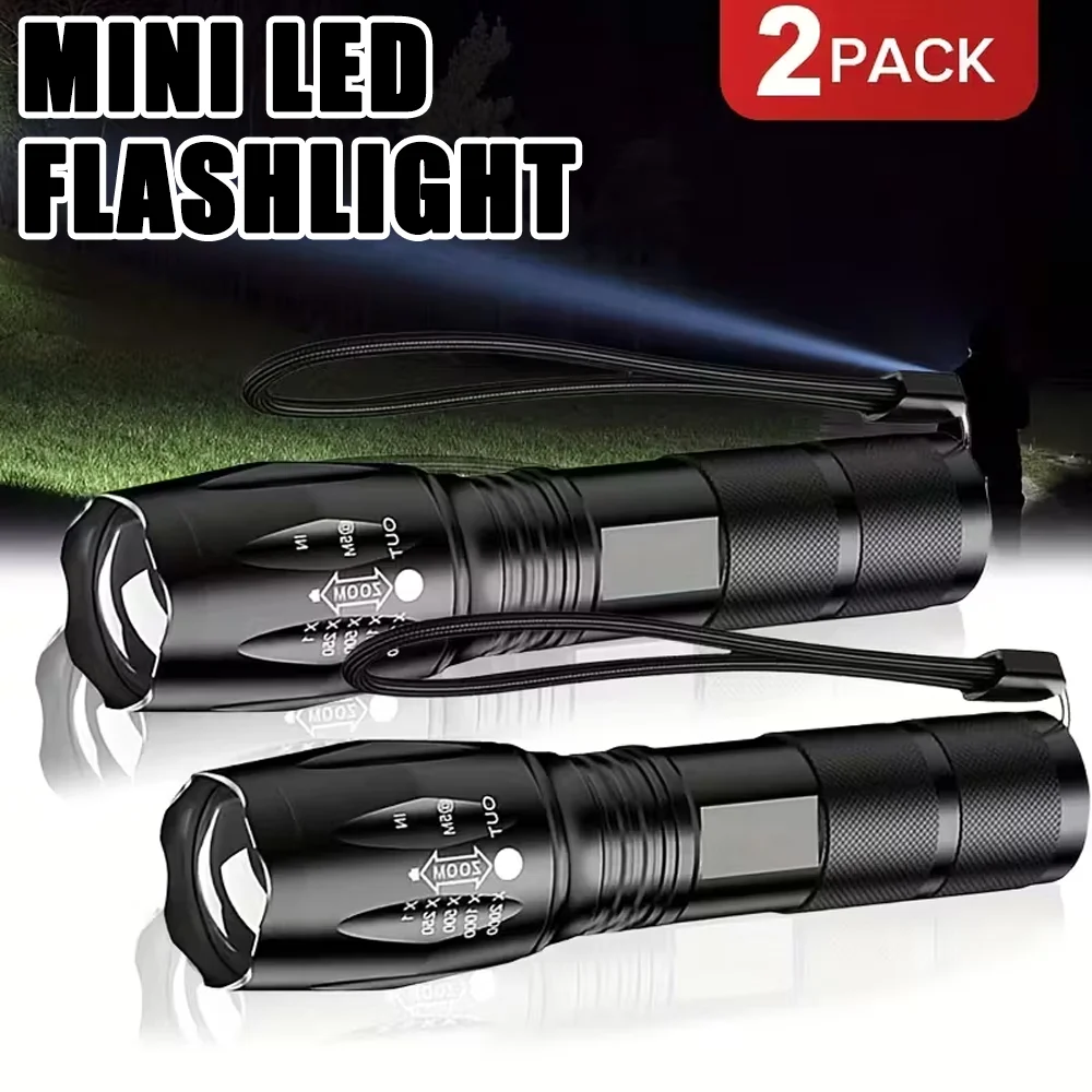 Portable LED Mini Flashlights Use 3*AAA/18650 Battery Telescopic Zoom Torch with Aluminum Alloys Waterproof Material for Camping