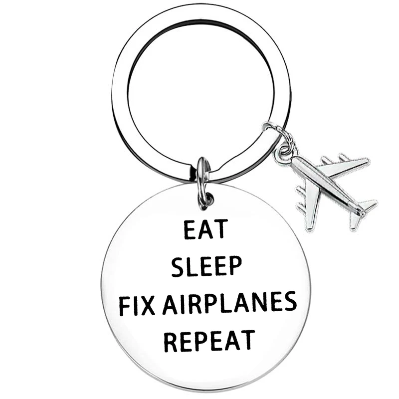 Airplane Mechanic Gift Eat Sleep Fix Airplanes Repeat Keychain Aircraft Engineer Jewelry Aviation Gift