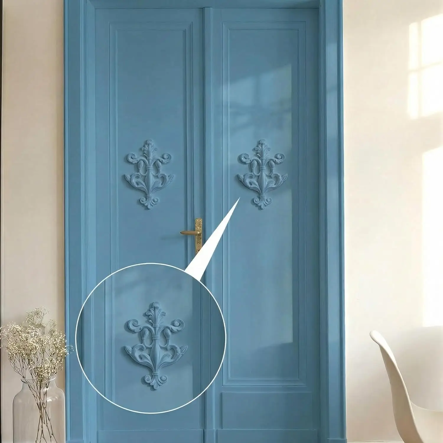 PU Carved Moulding Carved Ornamental Onlay Applique, French Rococo Ceiling Medallion Furniture Cabinet Door Wall Decor Mouldings