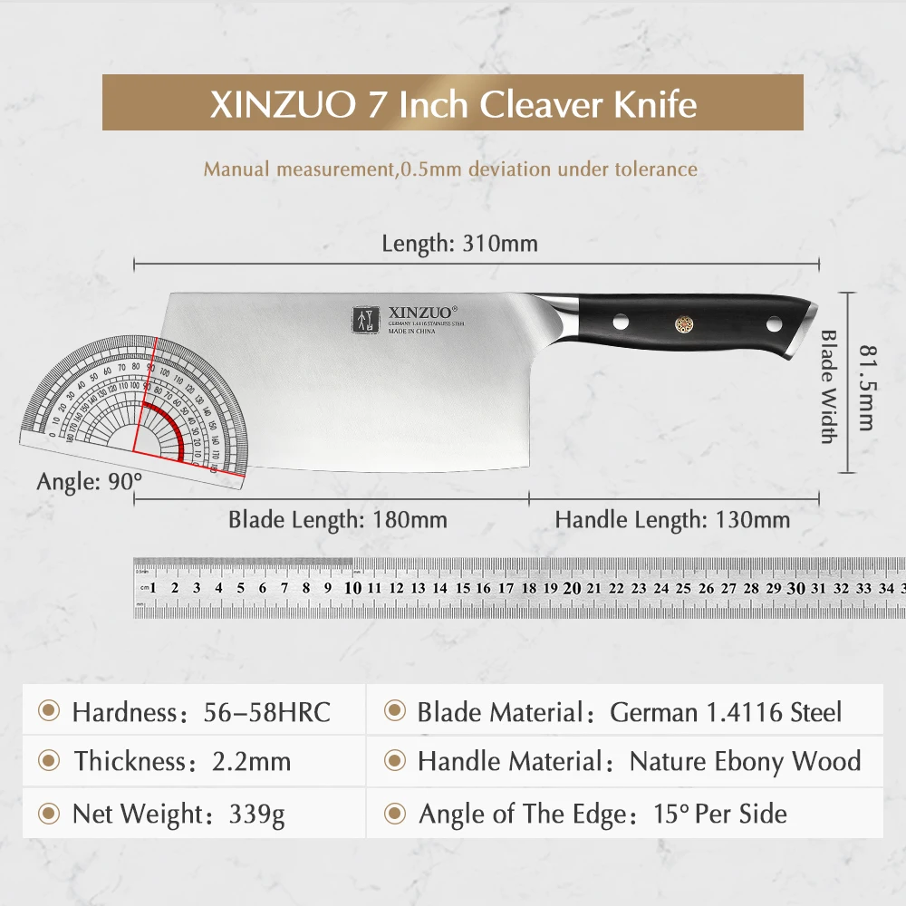 XINZUO 7\'\' Inches  Germany 1.4116 Stainless Steel Professional Kitchen Vegetables Meat Vege Slicer Cutting Knife