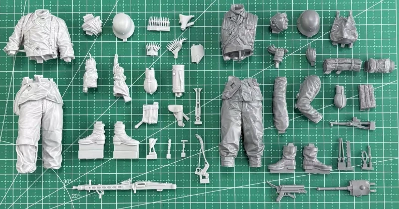 1/16 Scale Die-Cast Resin Figure Model Kit Poteau Ambush Battle Gunner and Squad Leader 2 Figures Unassembled Unpainted - Image 2