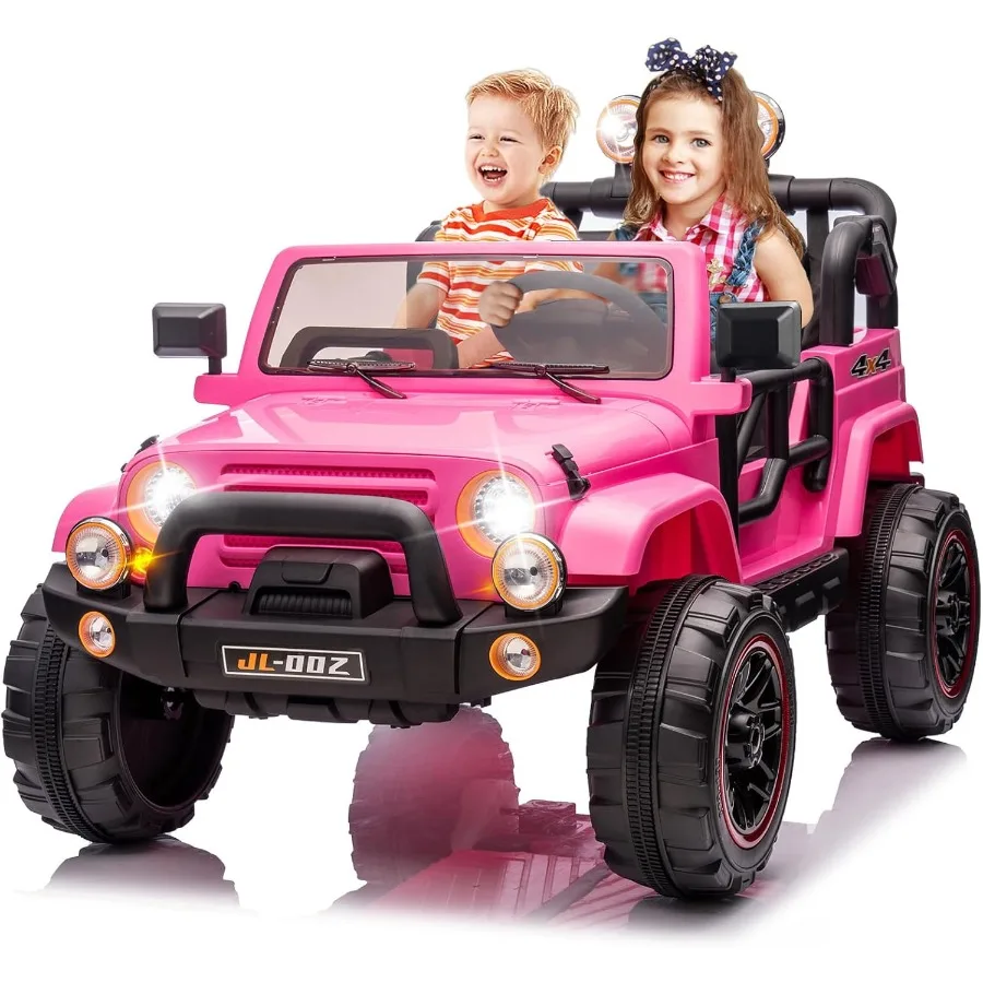 ركوب بمقعدين على شاحنة وغطاء سيارة 12V7AH سيارة كهربائية مع جهاز تحكم عن بعد للأبوية موسيقى بلوتوث LED أضواء زنبركية معلقة #1