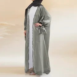 2024 Arab New Women's Loose Cardigan Nightgown Puff Sleeve Comfortable Casual Long-sleeved Robe