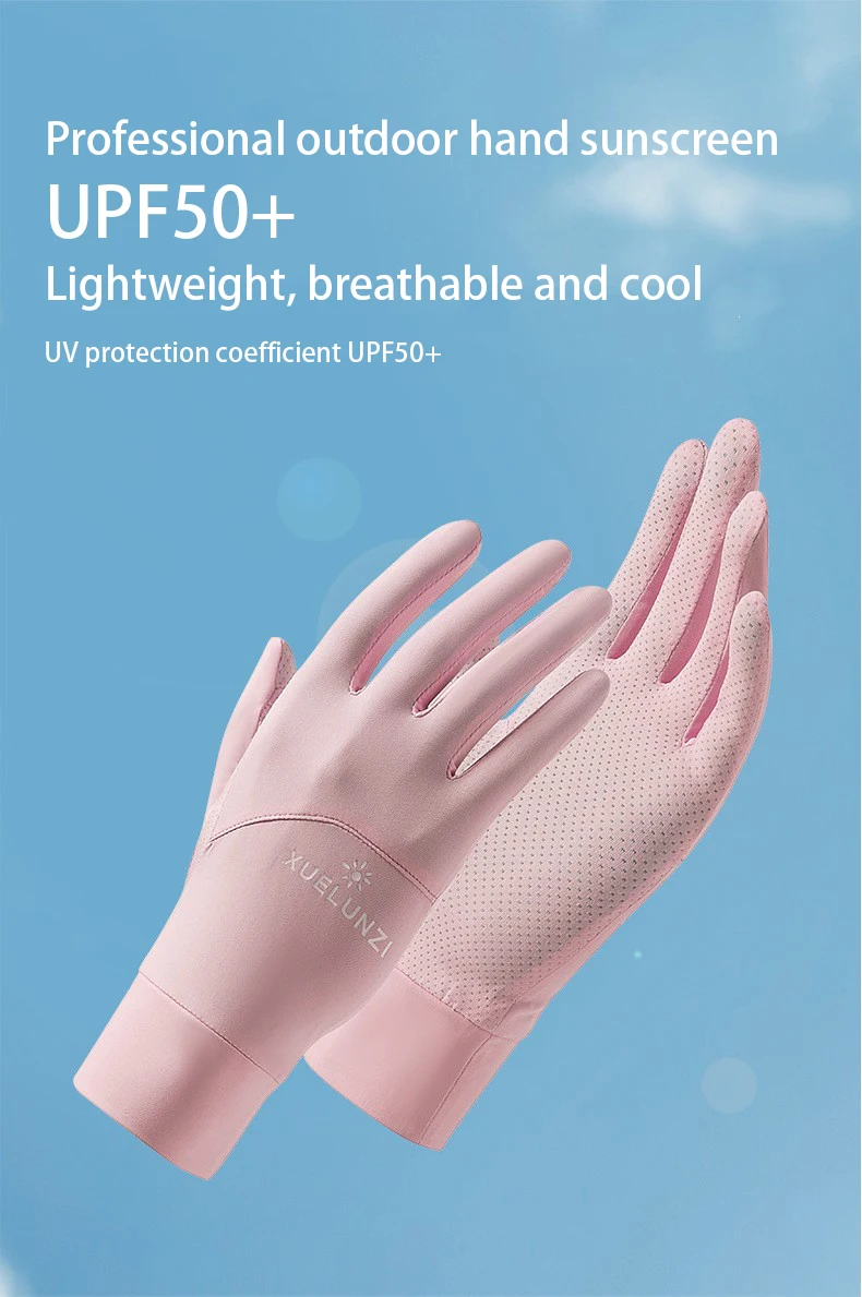 New Women Summer Anti-UV Sunscreen Ice Silk Thin Gloves Mesh Breathable Can Be Opened Fingertip Driving Mitten