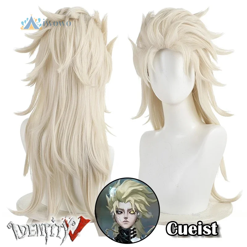 Identidade v cueist cosplay peruca liberdade líder marcus thorne justo loira tainha perucas de cabelo ondulado para homens mulheres carnaval peruca livre boné