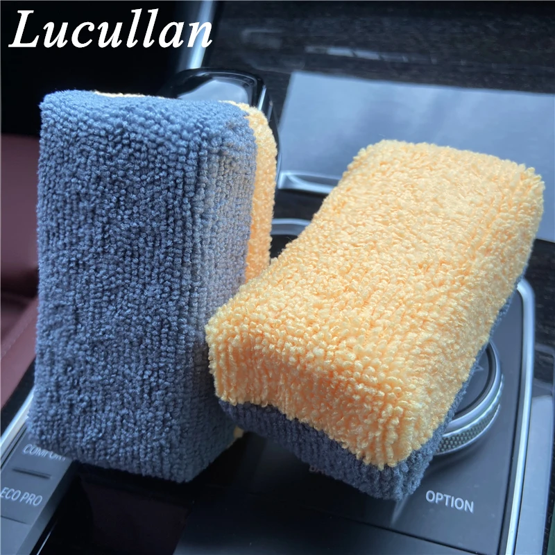 Lucullan Yellow/Gray Saver Applicator Ceramic Coating Sponge with Plastic Barrier Inside to Reduce Product Waste