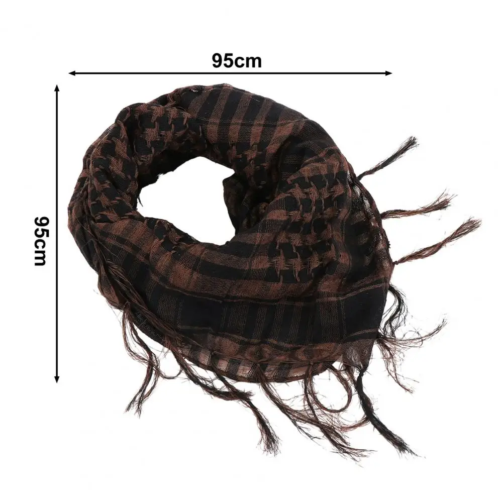 Unisex Scarf Neckerchief Windproof Breathable Desert Scarf for Men Women Soft Outdoor Hiking Headshawl with Tassel for Fall