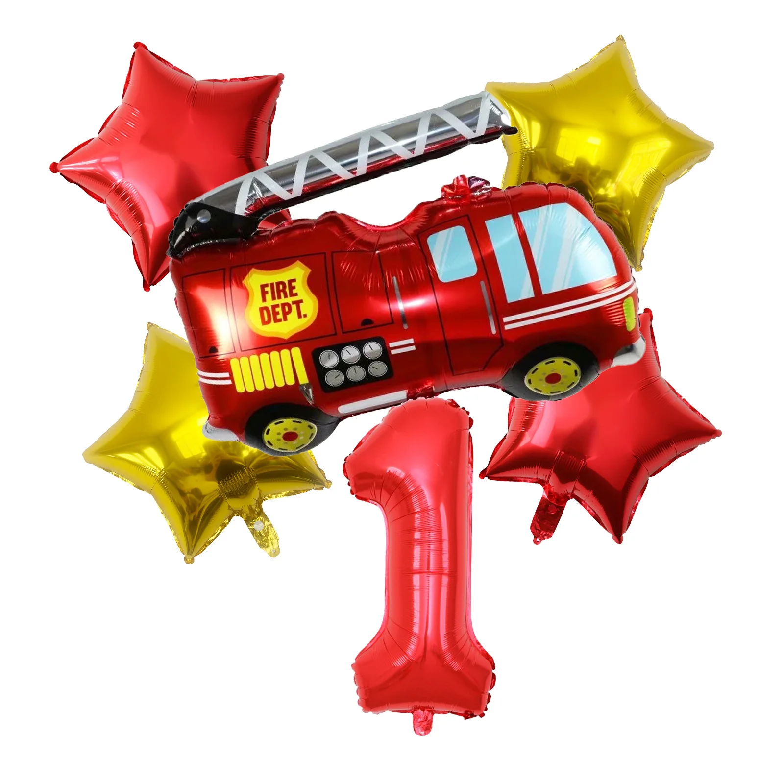 Fire Truck Theme Number Balloon Set Fire Engine Red Balloons for Boys Birthday Firefighter Party Decor Supplies