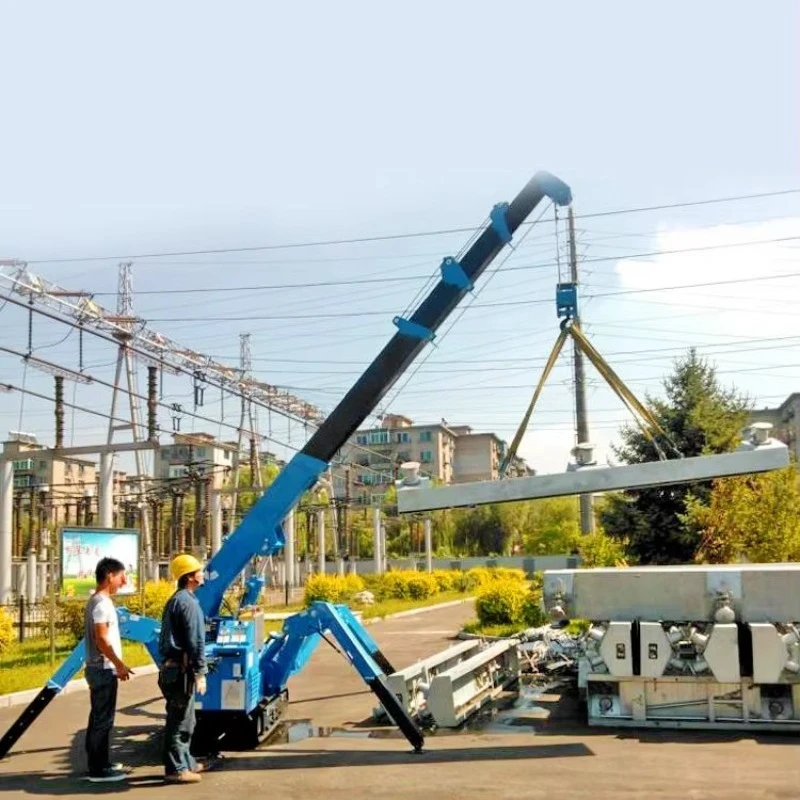 Rubber Tracked 5t Mini Crawler Crane Four Outriggers Mobile Lifting Equipment For Limited Space Engineering Maintenance