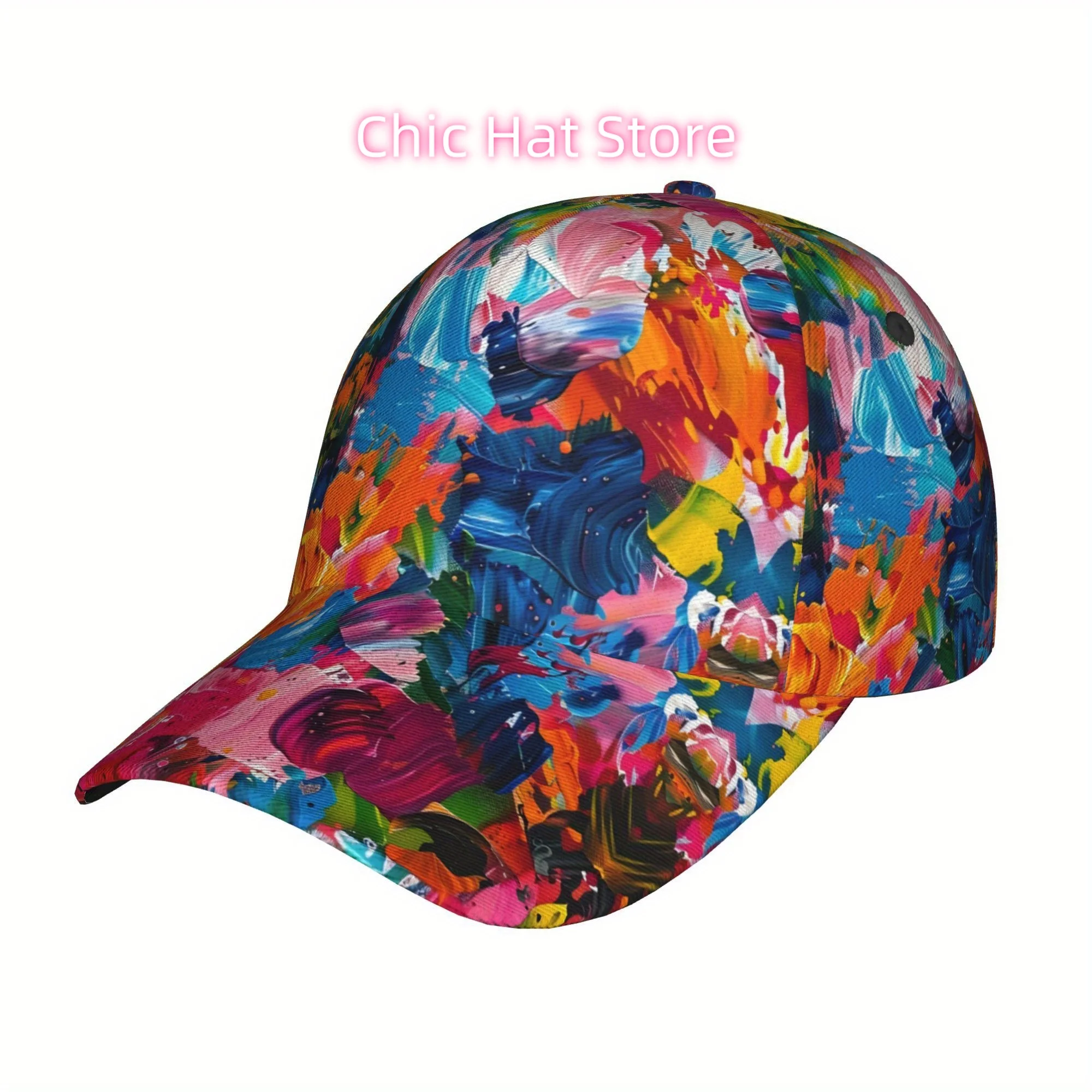 1pc of a Baseball Cap Featuring Ink Splashes, Suitable for Both Genders - a Lightweight And Adjustable Sun Hat with a Broad Brim