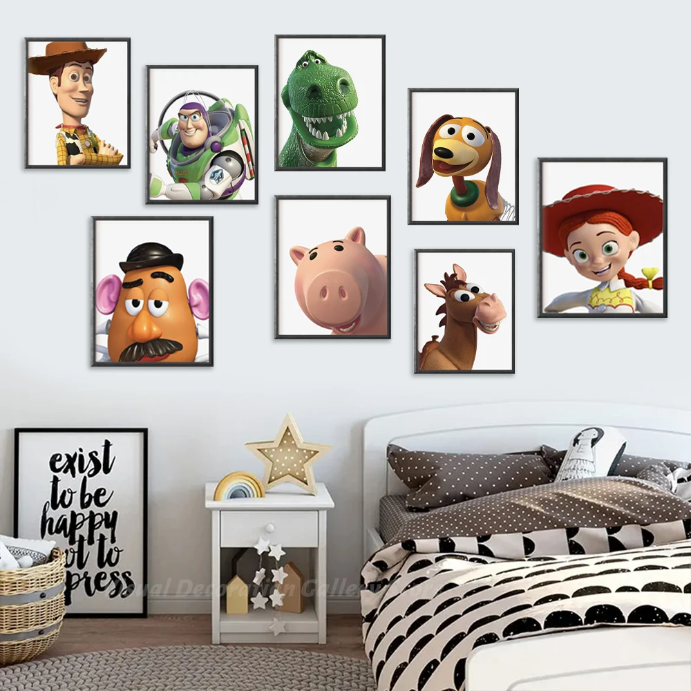 Disney Toy Story Wall Art Poster Oil Painting Style Canvas Prints Printmaking Of Kindergarten Game Room Home Decoration Painting