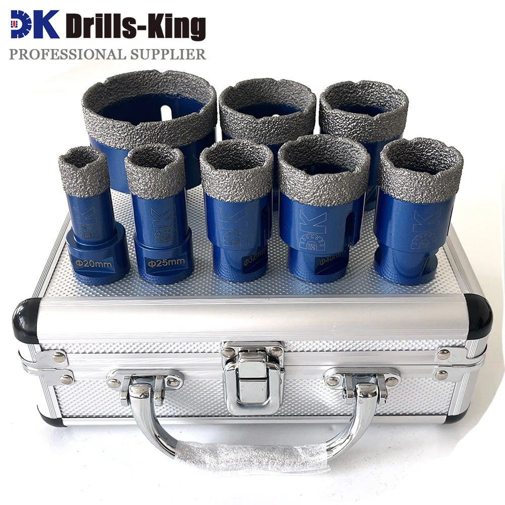 Drills-King 8PCS Diamond Core Hole Saw Drill Bit Kit Dia 20/25/32/35/40/45/50/68mm Diamond Cup Drill Set