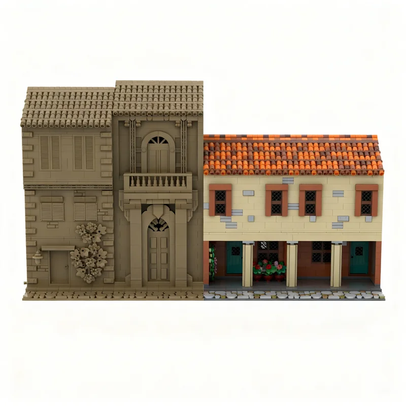 1613pcs MOC Italian Street Series Build No Interior Creator Model Building Blocks Architecture Toy Christmas Gifts Education