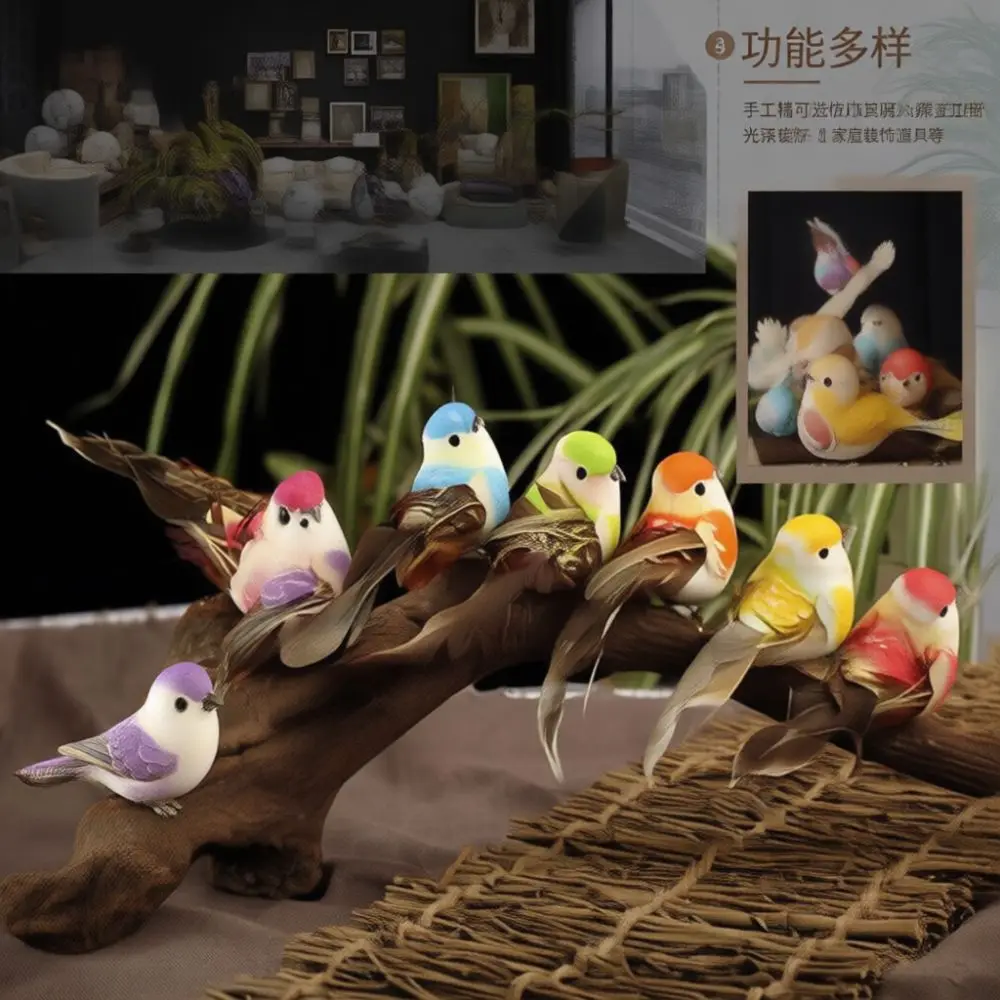 Handmade Artificial Feather Bird Figurine Simulation Animal Ornament Decorative Craft For Garden Patio Party Home Floral Wreath