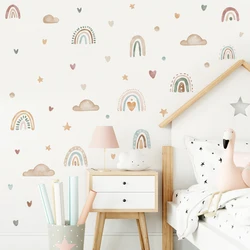 Pegatina de pared de dibujos animados para niños, calcomanías artísticas de vinilo bohemio con diseño de nubes de sol y arcoíris, para decoración del hogar de la habitación de los bebés