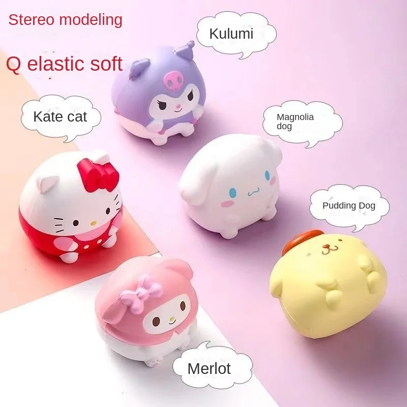 Sanrio HelloKitty Pinching Music Action Anime Figures Kuromi Mymelody PompomPurin Cinnamoroll Cute Toys Decompression Toys Gifts