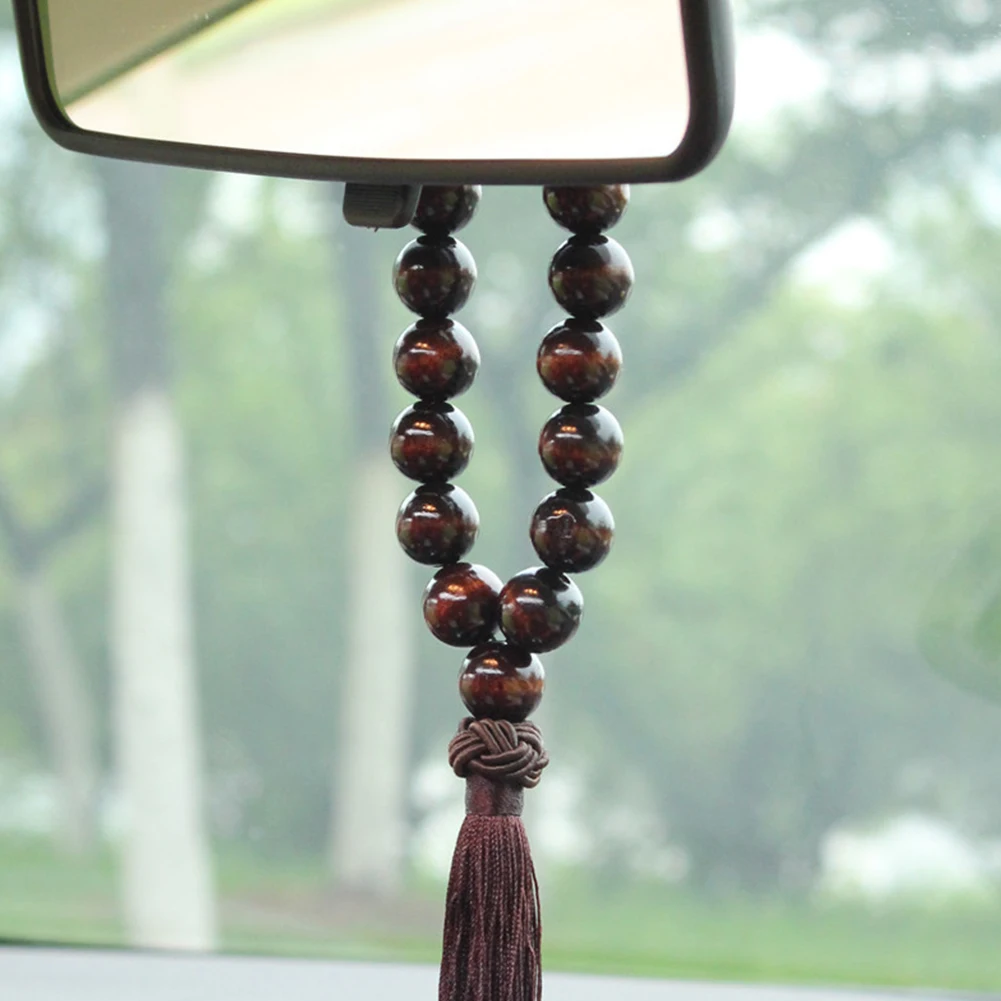 

Wood Buddha Beads Car Rearview Mirror Hanging Pendant Interior Decoration Ornament Car Accessories