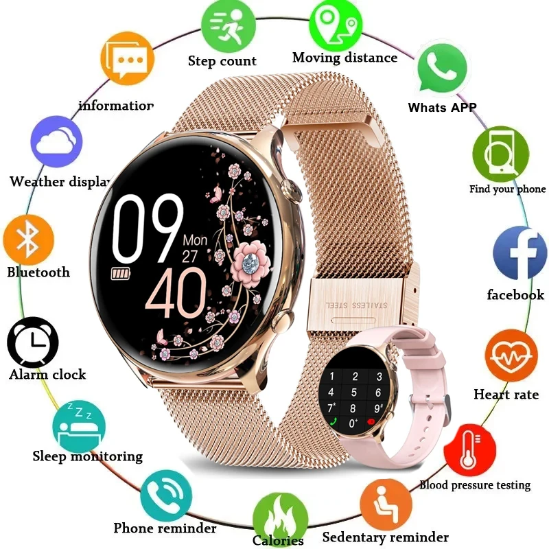 

2024 Bluetooth Call Smart Watch Women Custom Dial Smartwatch For Android IOS Waterproof Music Watches Full Touch Bracelet Clock