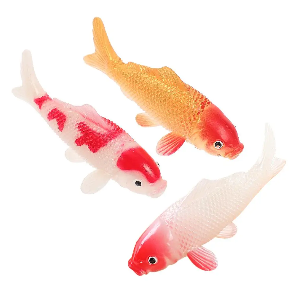 

3 Pcs Decorative Items Simulation Koi Goldfish Tank Decorations Pvc Fake Plastic