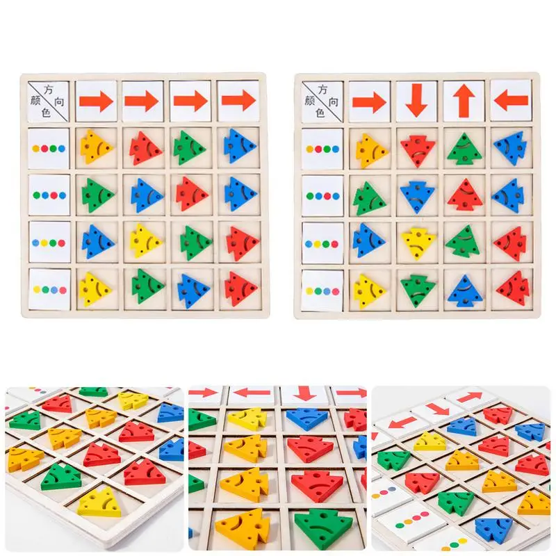 Direction Color Cognitive Wooden Board Game Parent-Child Interactive Training Learning Toy Entertaining Kids Educational Toys