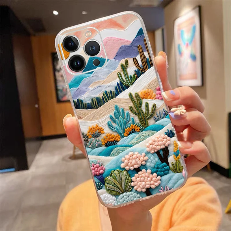 حافظة هاتف Carcasa Funda لهاتف iPhone 17 Pro Max Air 16 15 14 13 Pro Max 15 16 Pro 15Plus حافظة مشهدية لشجرة الفن الفرنسية