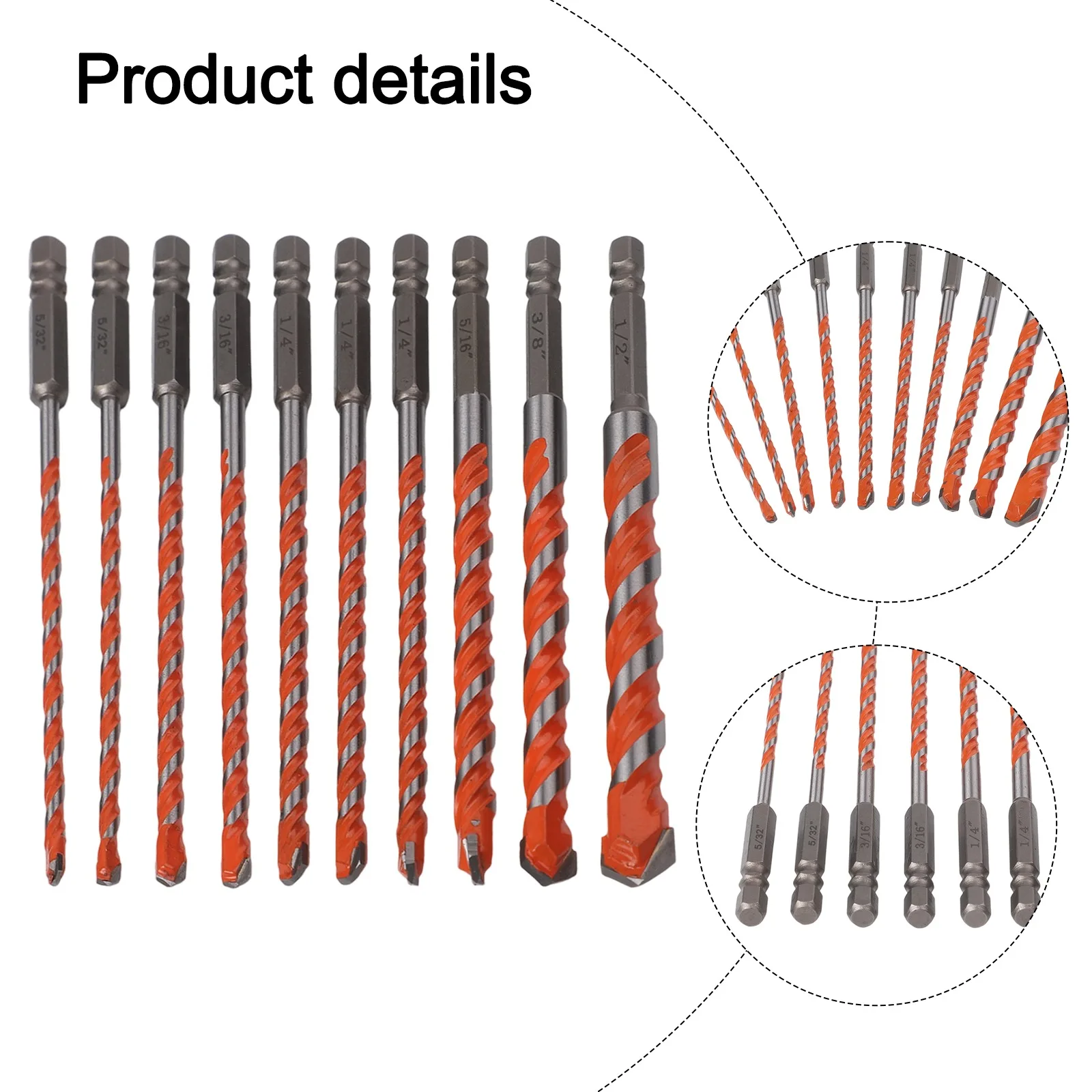 Masonry Drill Bits Set with 10 Carbide Tips Perfect for Efficient Drilling in For Glass Brick for tile and Concrete
