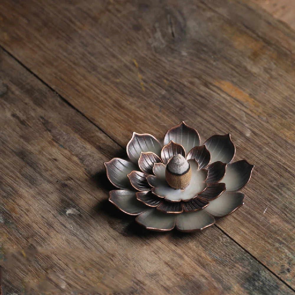 Incense Stick Holder Alloy Lotus Line Incense Burner Yoga Sage Sandalwood Coil Base Bronze Crafs Home Decor Christmas Gift