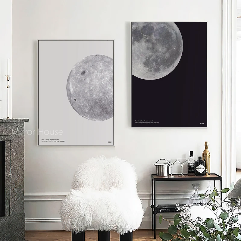 

Modern Black White Space Planet Canvas Painting Moon Mars Jupiter Venus Poster Astronomy Art Living Room Bedroom Wall Decoration
