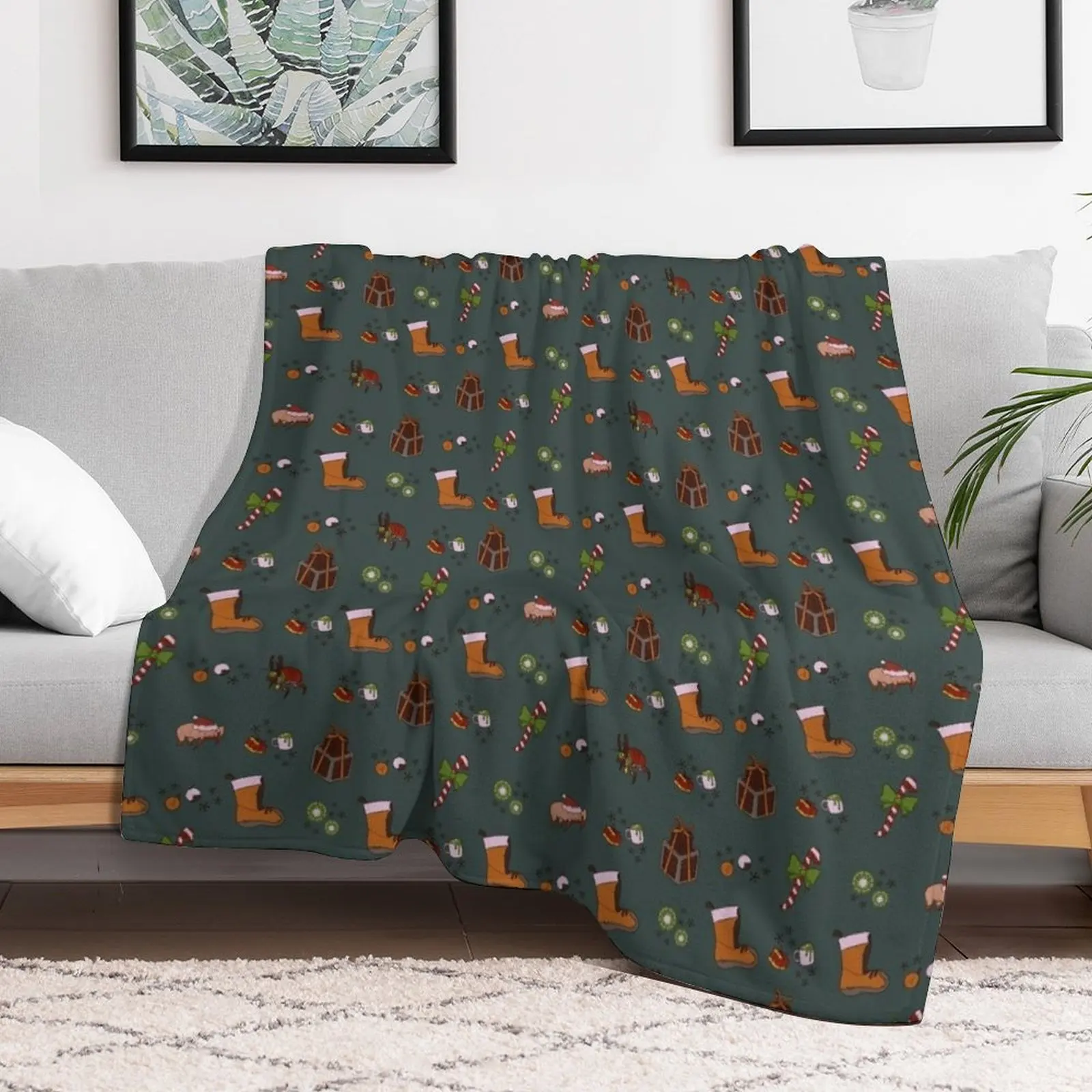 Half-y Holidays - Blue-Green Variant Throw Blanket Flannel Travel halloween Sofa Throw Blankets