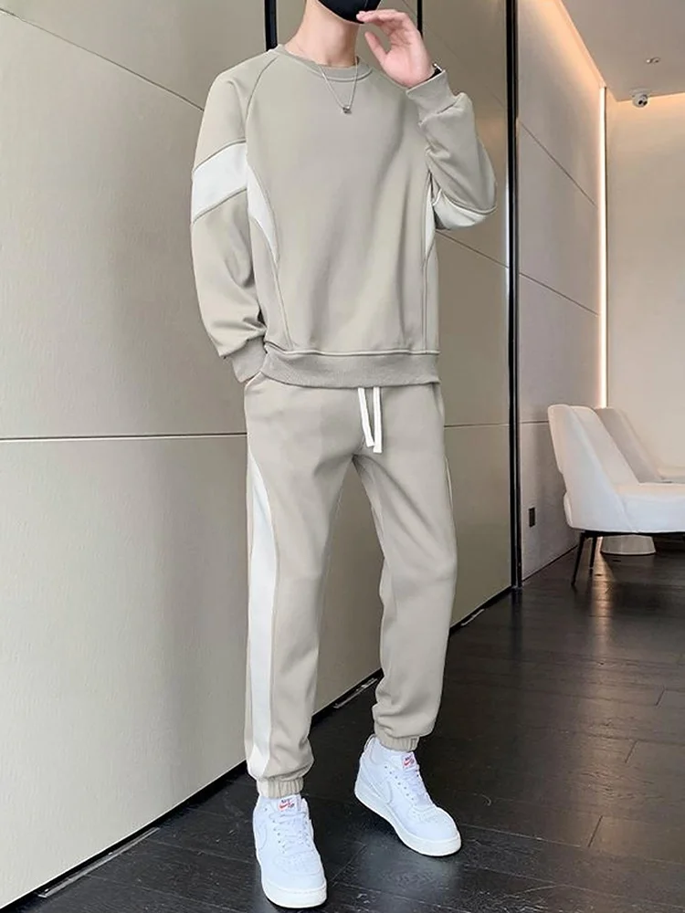 

Casual Sportswear Set Men Loose round Ne Sweatirt Long Pants Spring 2026 Sli Dring a Set Polyester Fiber 00%
