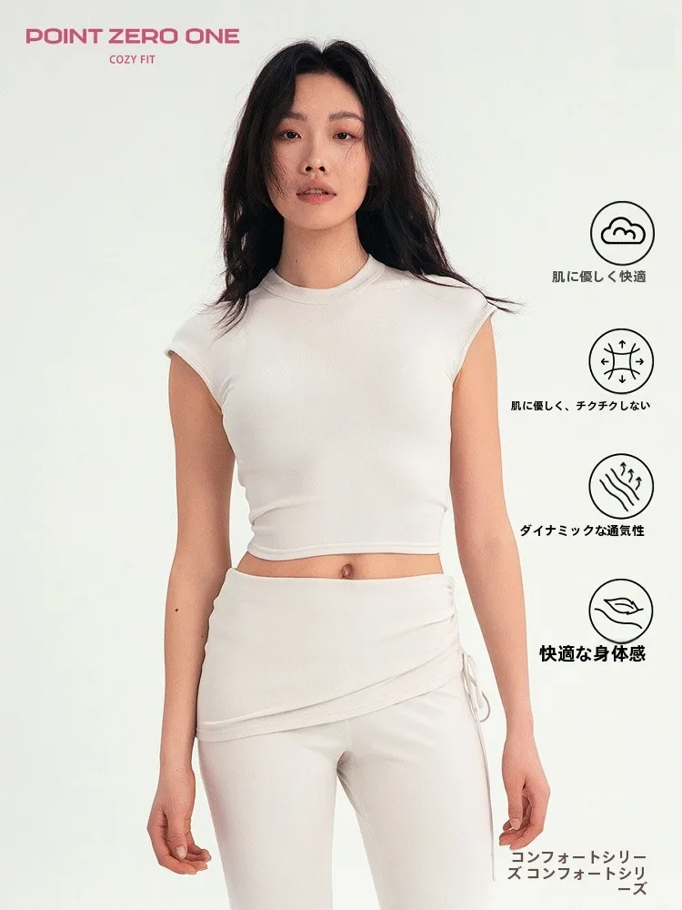 

Comfortable Series Women's round Neck Short Sleeve T-Shirt Sporty Casual Ice Sensation White Hollow out Back Design Summer Top