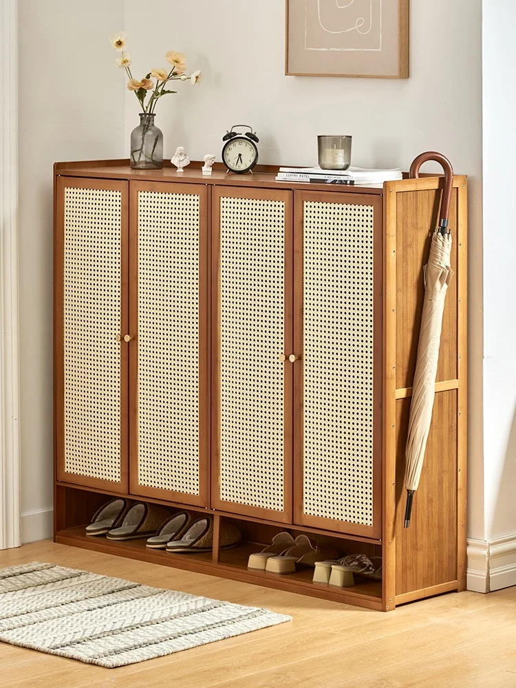 

Shoe rack, household doorstep storage, solid wood multi-layer dustproof and economical shoe cabinet with door
