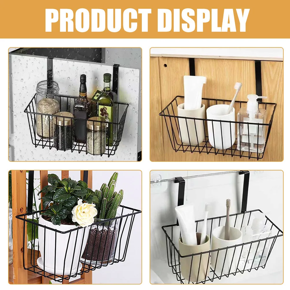 

2Pcs Hanging Wire Basket Iron Storage Organizer Bathroom Kitchen Shower Toiletries Sundries Rack Hanging Wire Baskets