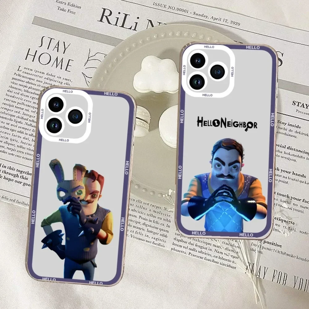 H-Hello Game N-Neighbors Cartoon Phone Case For iPhone 11 12 Mini 13 14 15 Pro Max Transparent Shell